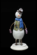 Miniature the Snowman in a waistcoat with patches